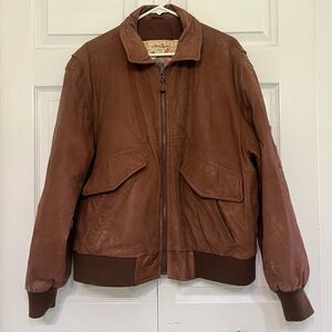 Vintage Leather Flight Jacket Brown Burma Run Bomber 90s Y2K  Men’s Lg